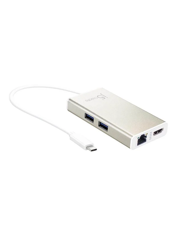 Bild von j5Create USB 3.0 Type-C Multi Adapter (USB-C, 2 Ports), Dockingstation + USB Hub, Weiss, Silber