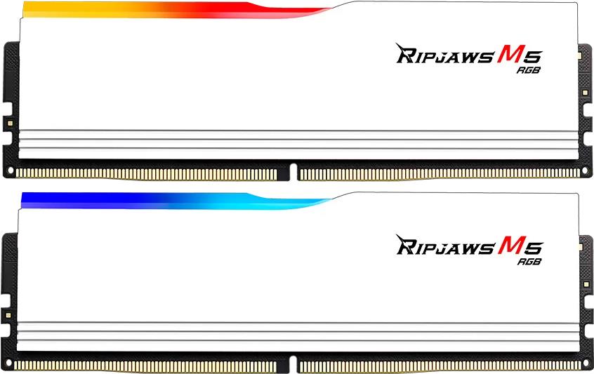 Bild von G.Skill D532GB 6400-36 Ripjaws M5 K2 sr GSK (F5-6400J3648F16GX2-RM5RW) (2 x 16GB, 6400 MHz, DDR5-RAM, DIMM), RAM, Weiss