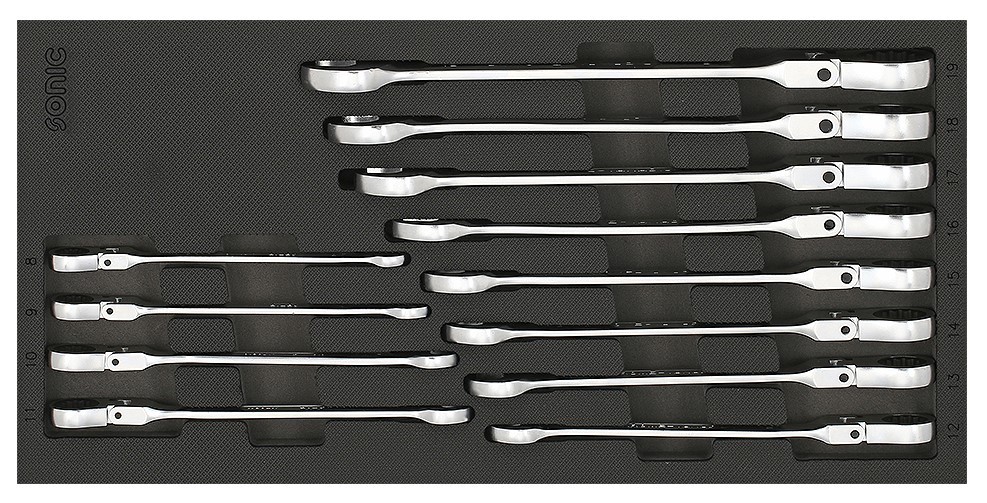 Bild von SONIC 601230 Werkzeugmodul gerade, flexibel Chrom-Vanadium-Stahl 8mm, 9mm, 10mm, 11mm, 12mm, 13mm, 14mm, 15mm, 16mm, 17mm, 18mm, 19mm Zwölfkant 12