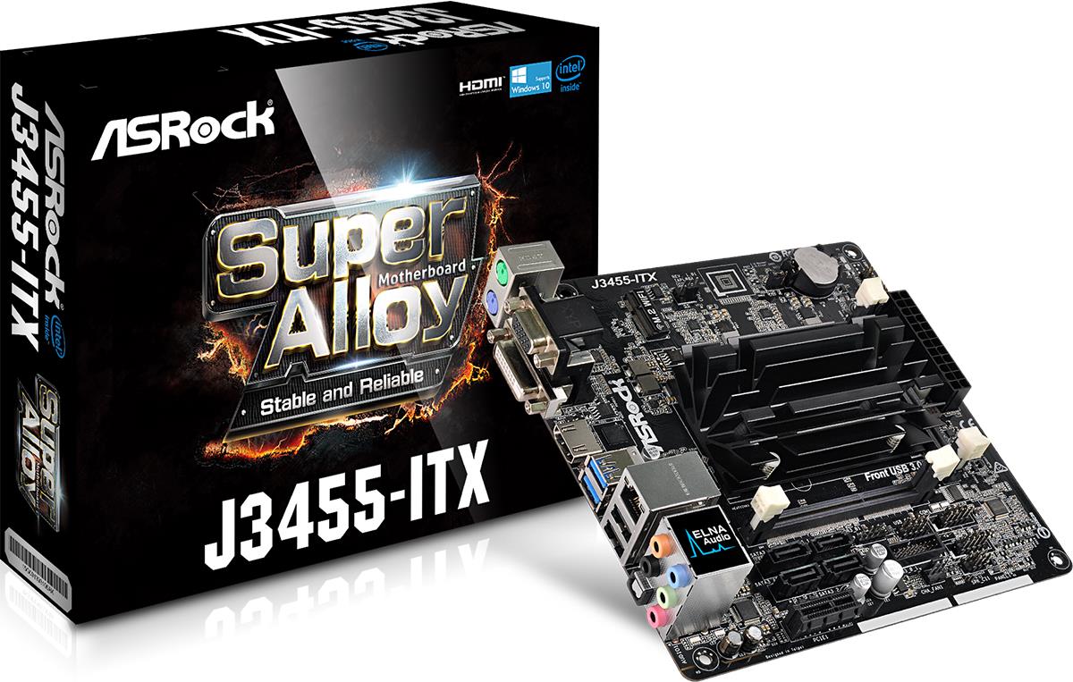 Bild von ASRock J3455-ITX - Motherboard - Mini-ITX - Intel Celeron J3455 - USB 3.0 - Gigabit LAN - Onboard-Grafik - HD Audio (8-Kanal)