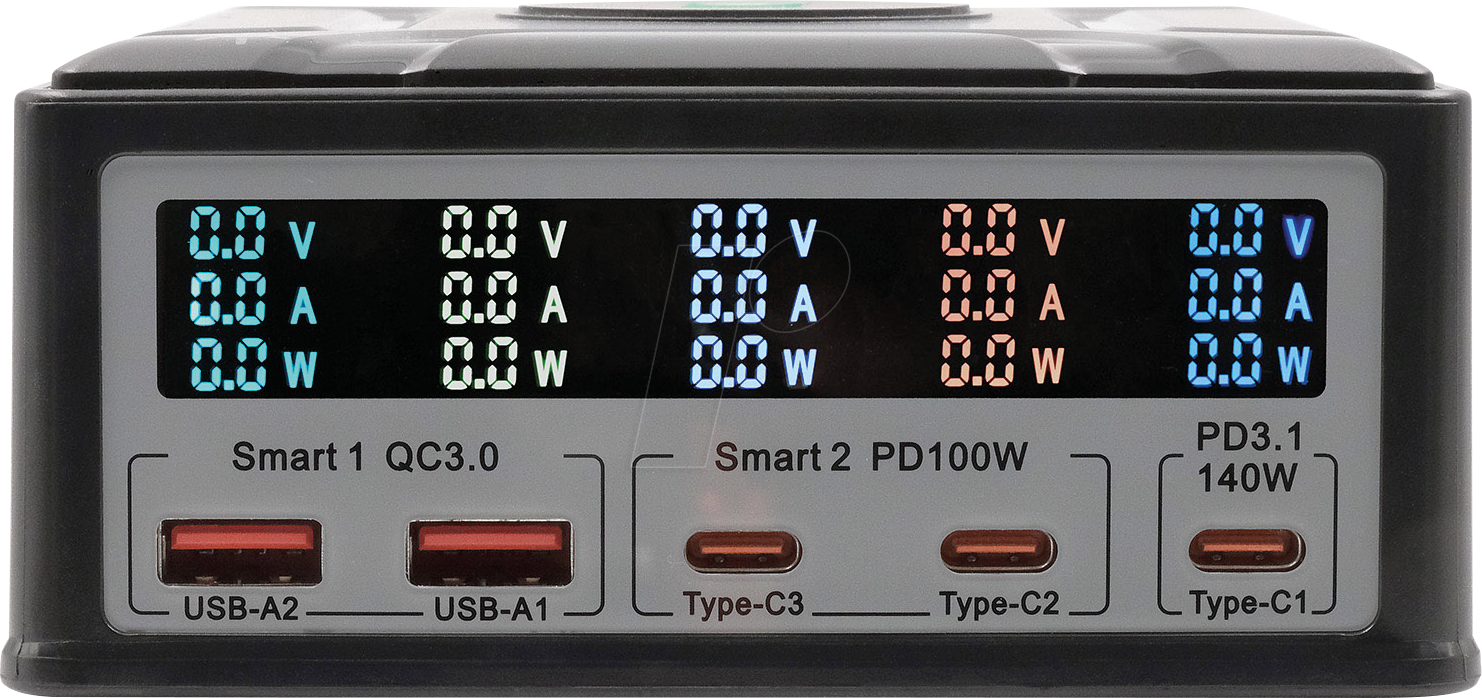 Bild von EXSYS EX-1107 - Multiport High Power Charger mit QI 15W und USB-C PD mit max. 26