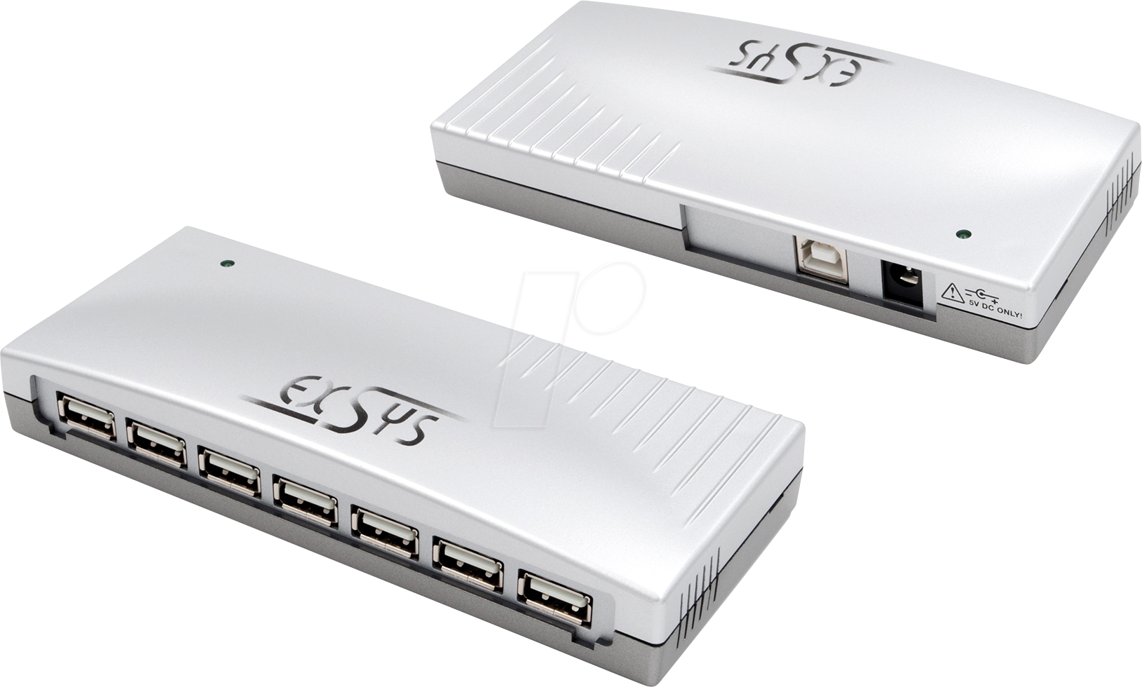 Bild von Exsys USB 2.0 Hub (USB-B, 7 Ports), Dockingstation + USB Hub, Grau