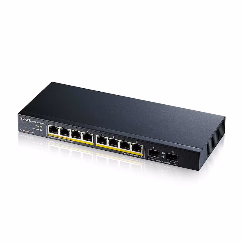 Bild von ZyXEL GS1100-10HP v2 10-Port unmanaged 8x Gigabit, 2x Fiber Uplink, 120W PoE+