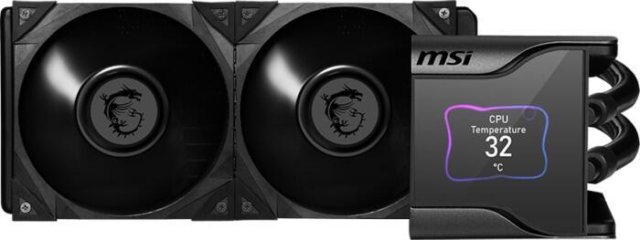 Bild von MSI MEG CORE LIQUID S280 - Prozessor-Flüssigkeitskühlsystem - Kühlergröße: 360 mm - (für: LGA1156, AM2, AM2+, AM3, LGA1155, AM3+, LGA2011, FM1, FM2, LGA1150, FM2+, LGA2011-3, LGA1151, AM4, LGA2066, TR4, SP3, sTR4, LGA1200, LGA1700) - 140 mm (9S6-6A0431-001)