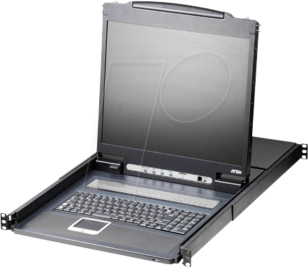 Bild von ATEN CL1308N KVMP-Switch, 8-Port, 48,30cm (19) LCD-Konsole, USB, PS/2, VGA, Tastatur (deutsch) mit LED-Beleuchtung (CL1308N-ATA-GG)