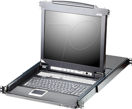 Bild von Aten CL5716N-2X-K06A-1G 16-Port 19 LCD - US Tastatur, KVM Switch, Schwarz