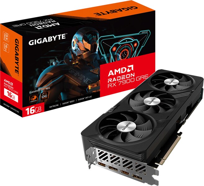 Bild von GIGABYTE Radeon RX 7900 GRE GAMING OC 16G Grafikkarte - 16GB GDDR6, 256 Bit, PCI-E 4.0, 2391MHz Core Clock, 2 x DisplayPort 2.2, 2 x HDMI 2.2, GV-R79GREGAMING OC-16GD