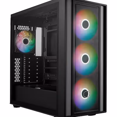 Bild von Cooler Master MasterBox 600 - Mid tower - E-ATX - Seitenteil mit Fenster (gehärtetes Glas) - keine Spannungsversorgung (ATX) - weiß - USB/Audio (MB600-WGNN-S00)
