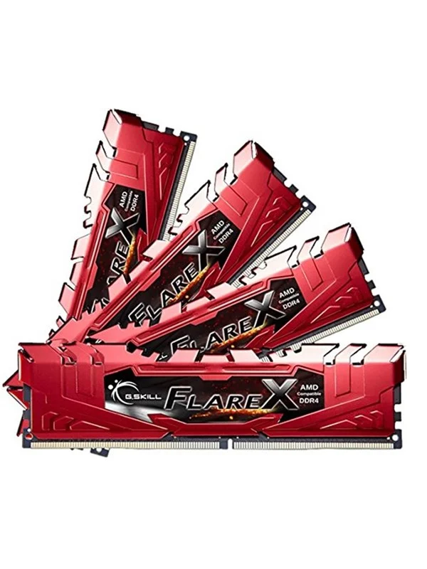 Bild von G.Skill Flare X DDR4-2400 - 64GB - CL15 - Quad Channel (4 pcs) - AMD Optimized - Rot