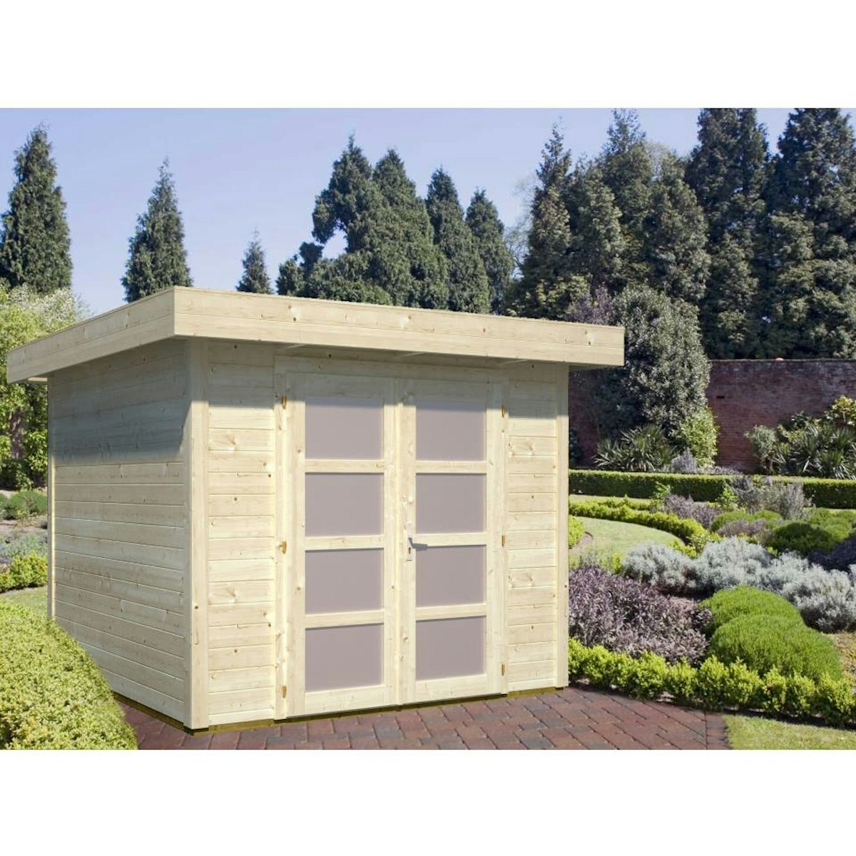 Bild von PALMAKO Blockbohlenhaus »Lara«, Holz, BxHxT: 294 x 221 x 250 cm (Außenmaße inkl. Dachüberstand) - braun