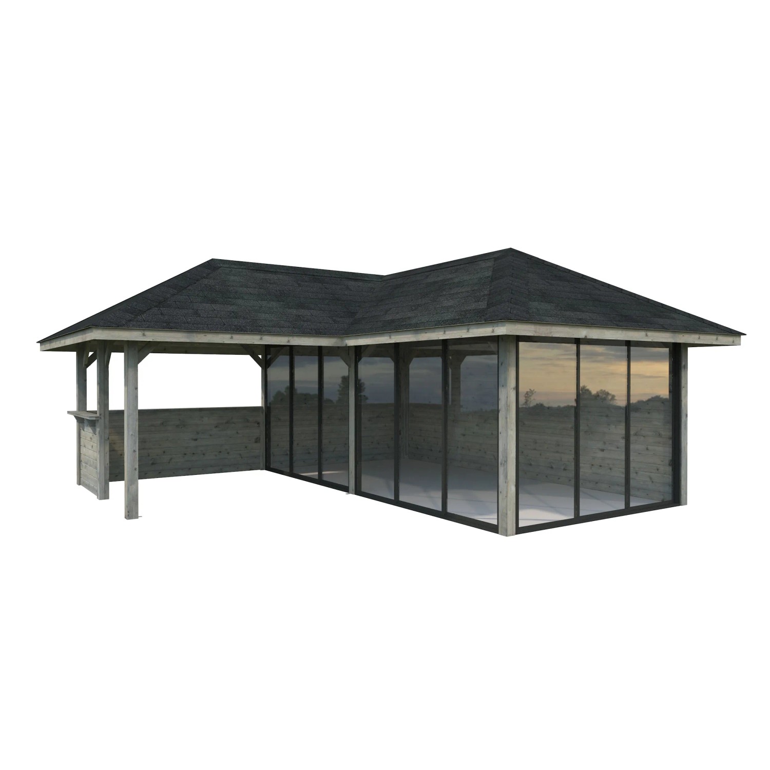 Bild von Palmako Pavillon Bianca Set223 Slide Grau Tauchgrundiert 588 cm x 588 cm FSC®