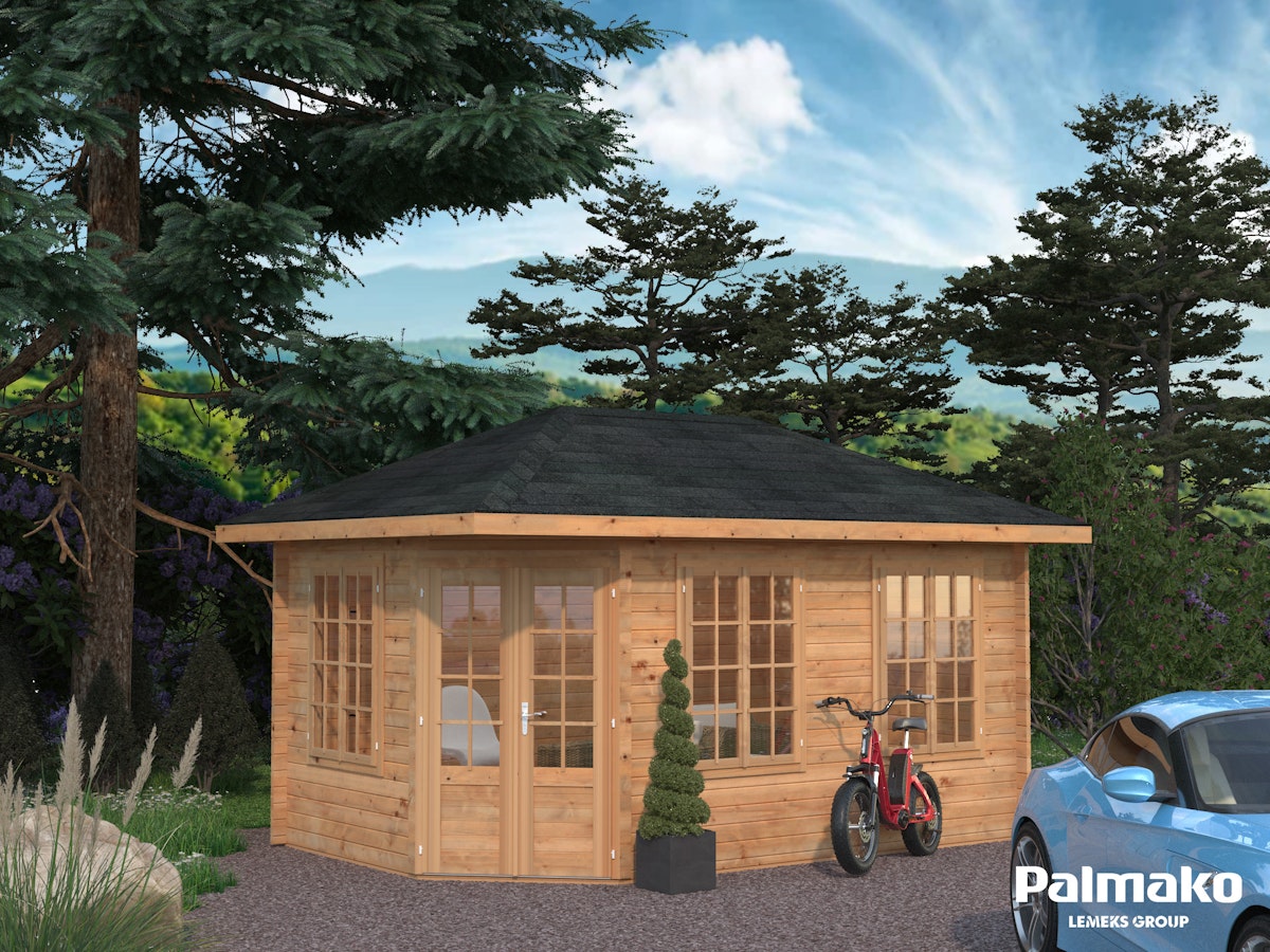 Bild von Palmako Pavillon Melanie 10,7 m² - 28 mm Grau tauchimprägniert
