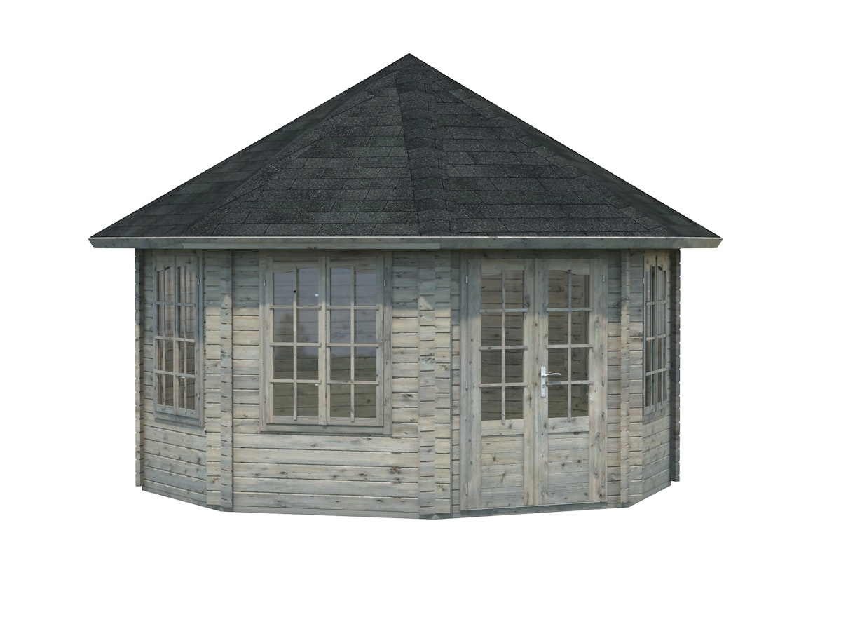 Bild von Palmako Pavillon Hanna 14,1 m² - 44 mm Grau tauchimprägniert