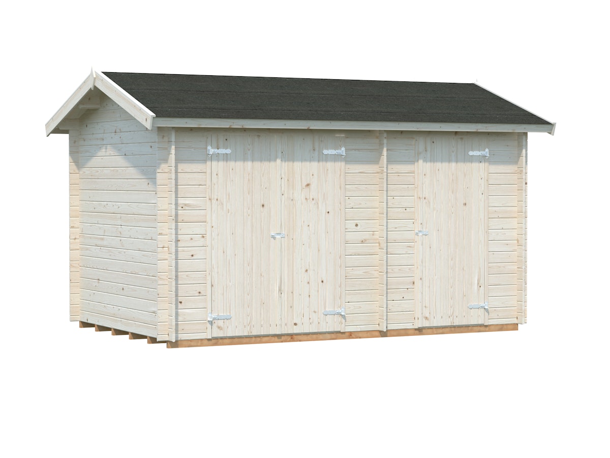 Bild von PALMAKO Blockbohlenhaus »Jari«, Holz, BxHxT: 440 x 251 x 240 cm (Außenmaße inkl. Dachüberstand) - braun