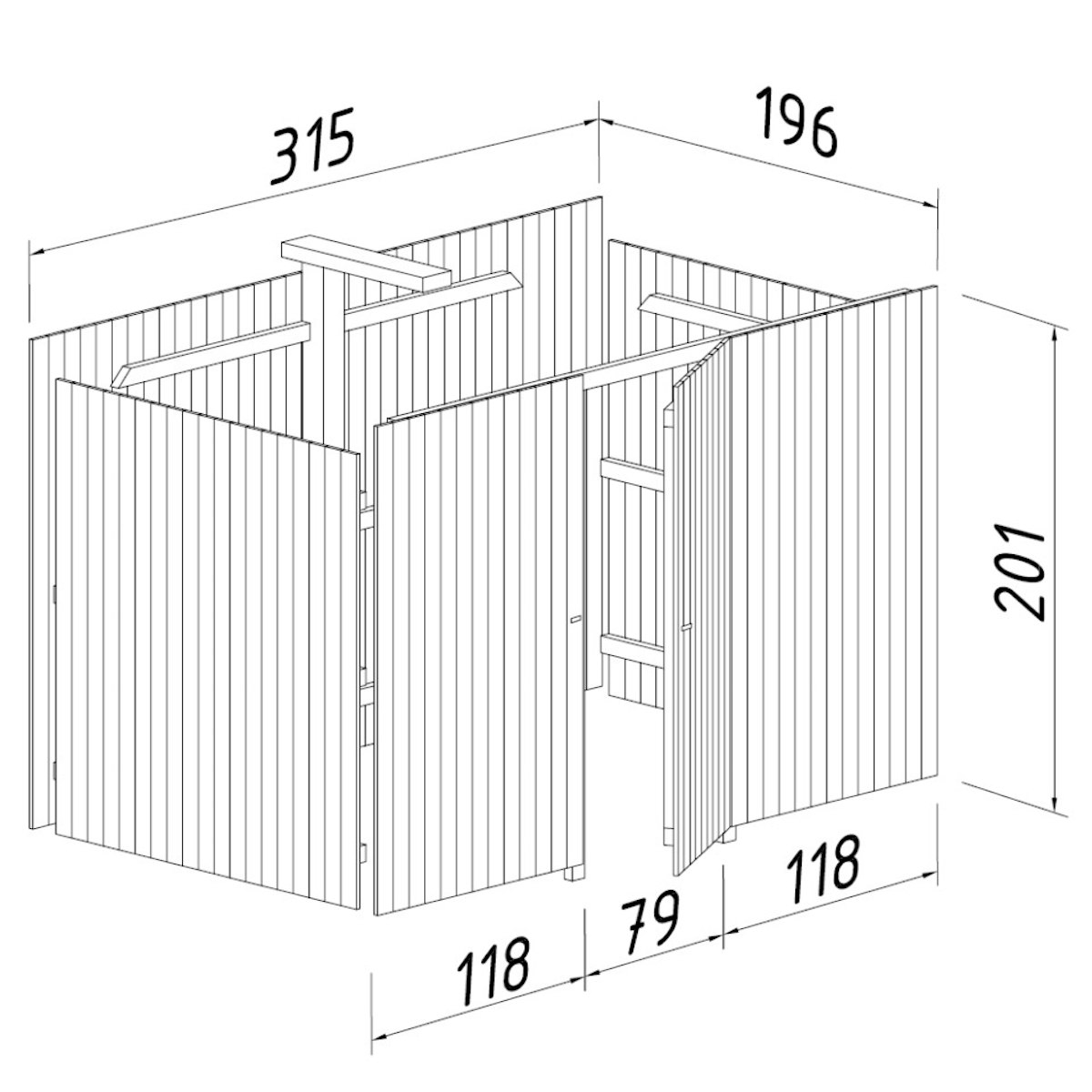 Bild von Palmako Karl 23,1 m² - Anbauschuppen 6,2 m² Transparent tauchimprägniert