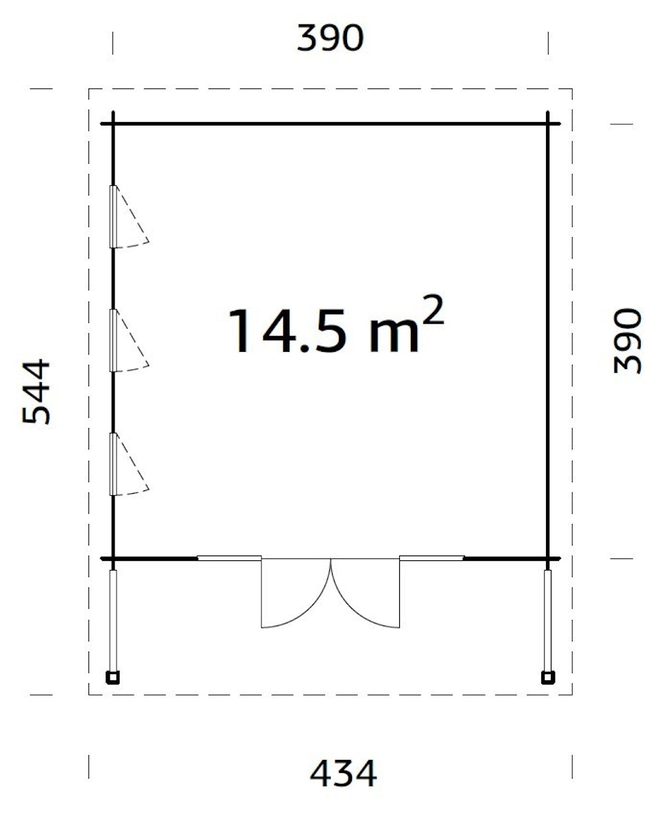 Bild von Palmako Gartenhaus Caroline 14,5 m² - 44 mm Transparent tauchimprägniert