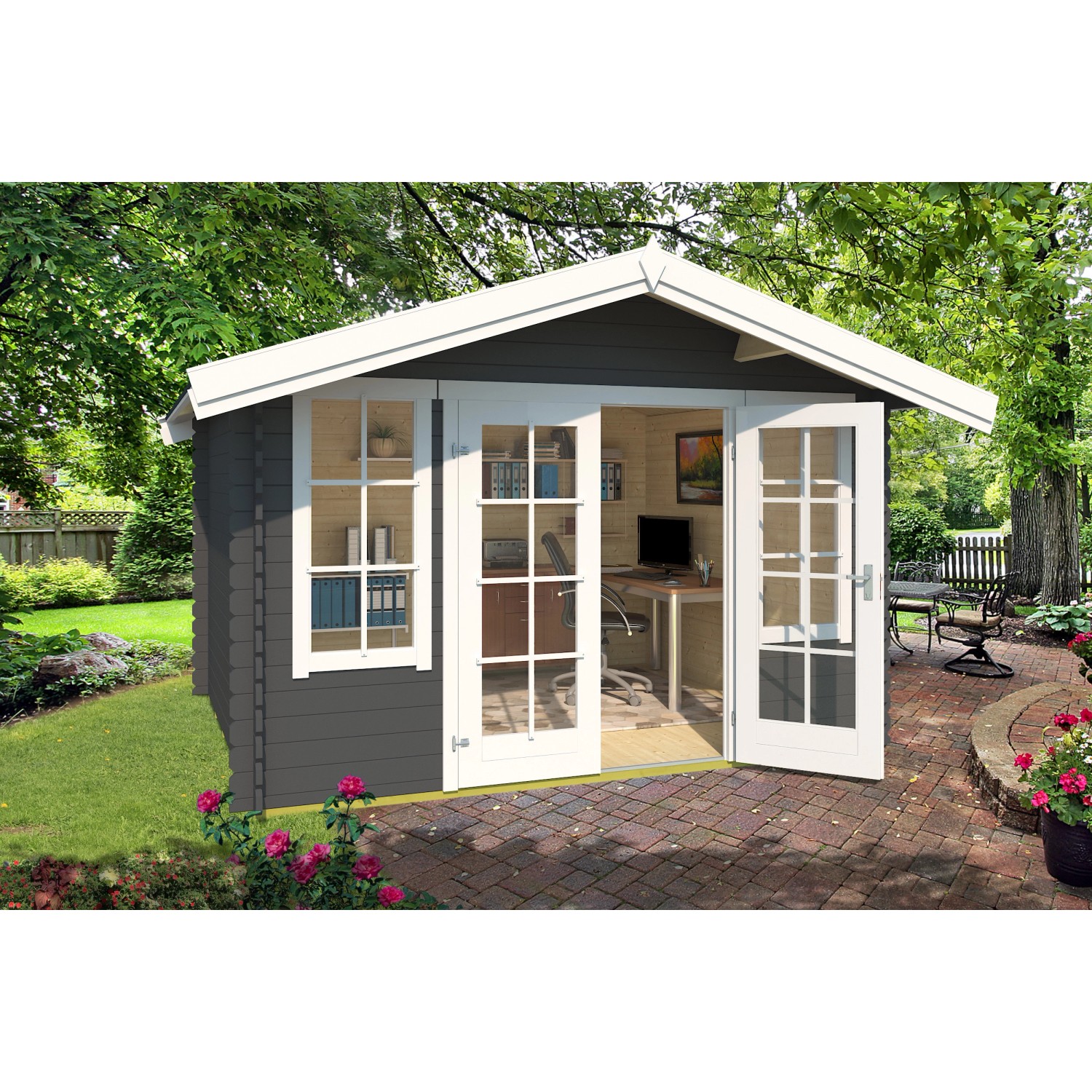 Bild von Lasita Holz-Gartenhaus Robin 280 Carbongrau 381,3 cm x 358 cm