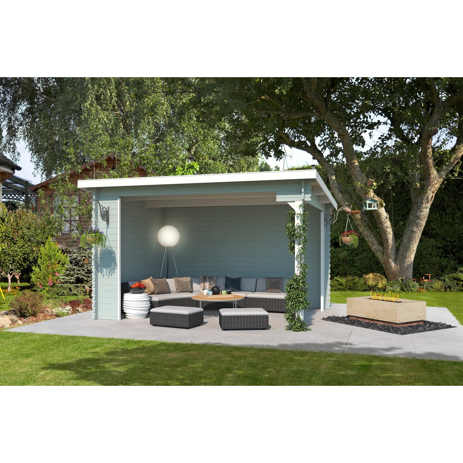Bild von Unterstand / Lounge Buffalo 380 Gletschergrün 28 mm Fundamentmaß 3800 x 2750 mm