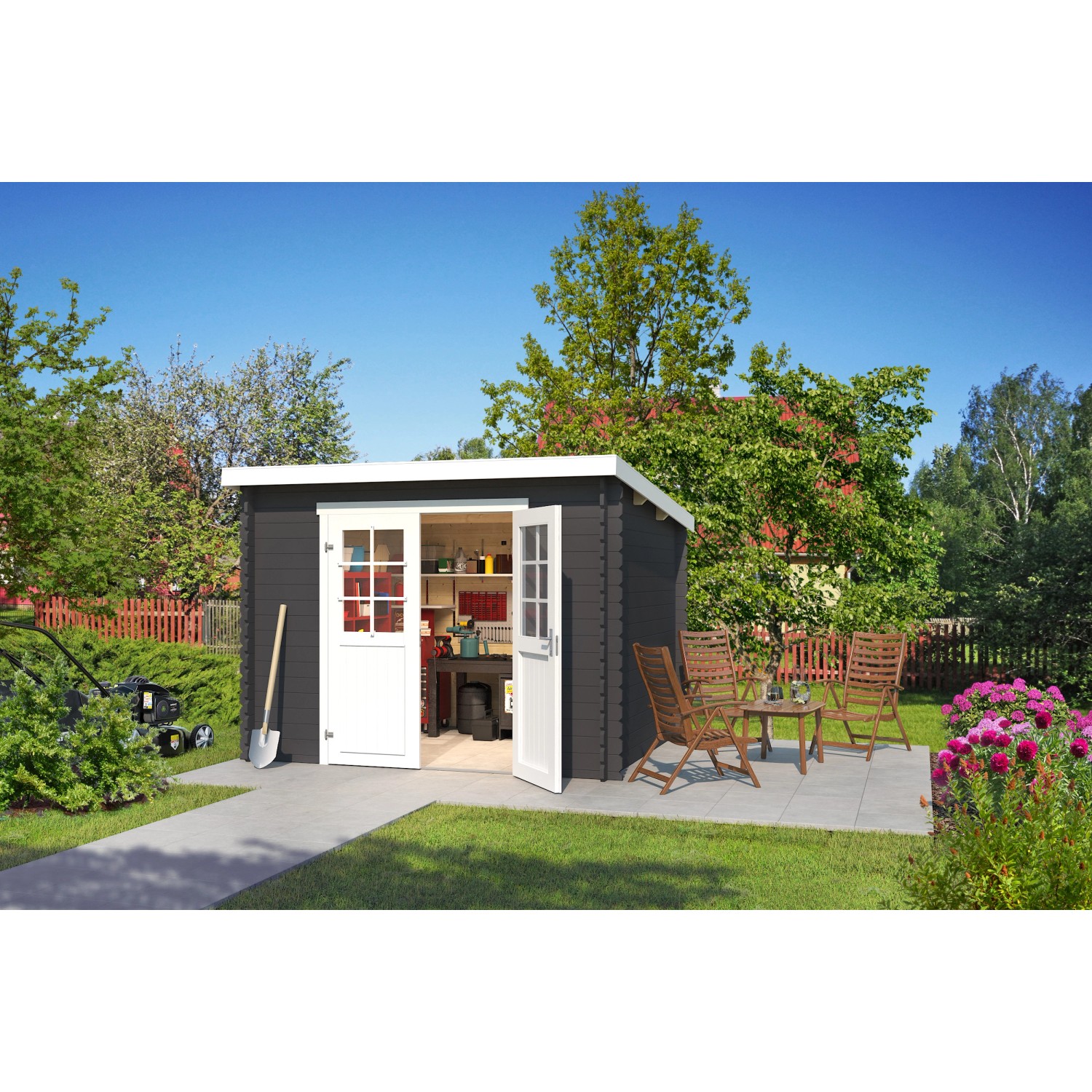 Bild von Lasita Holz-Gartenhaus San Jose 230 Carbongrau 295 cm x 268,7 cm