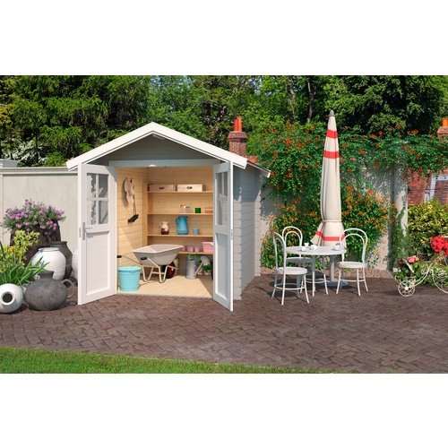 Bild von Mr. GARDENER Gartenhaus »Inn«, Holz, BxHxT: 241,1 x 234 x 260 cm (Außenmaße) - grau