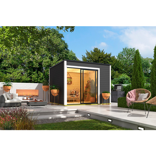 Bild von Mr. GARDENER Gartenhaus »Kubus«, Holz, BxHxT: 300 x 239 x 300 cm (Außenmaße) - grau