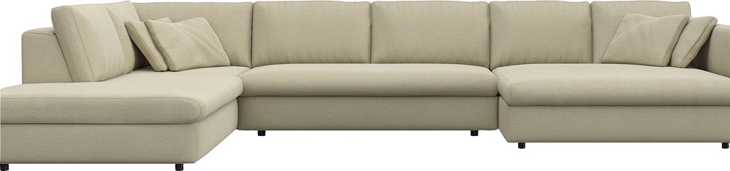 Bild von FLEXLUX Wohnlandschaft "Lovane, U-Form, bequem und komfortabel", Weich & anschmiegsam, große Sitztiefe auf Kaltschaum, Dekokissen inkl.