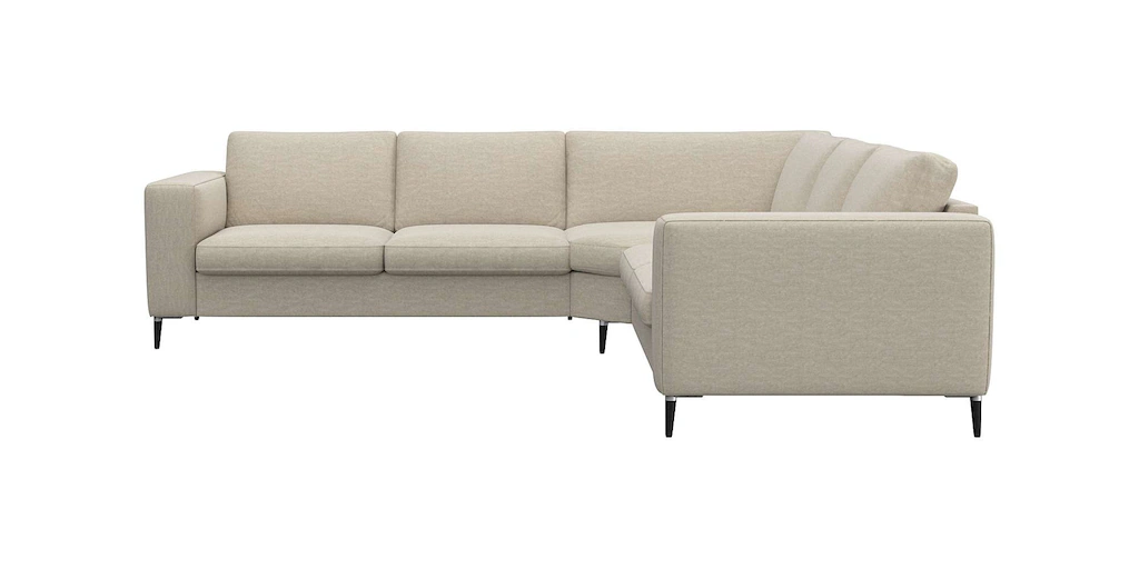 Bild von FLEXLUX Ecksofa "Fiore, gleichschenklig, super Sitzkomfort durch Kaltschaum im Sitz", breite Armlehnen, Füße Alu+schwarz