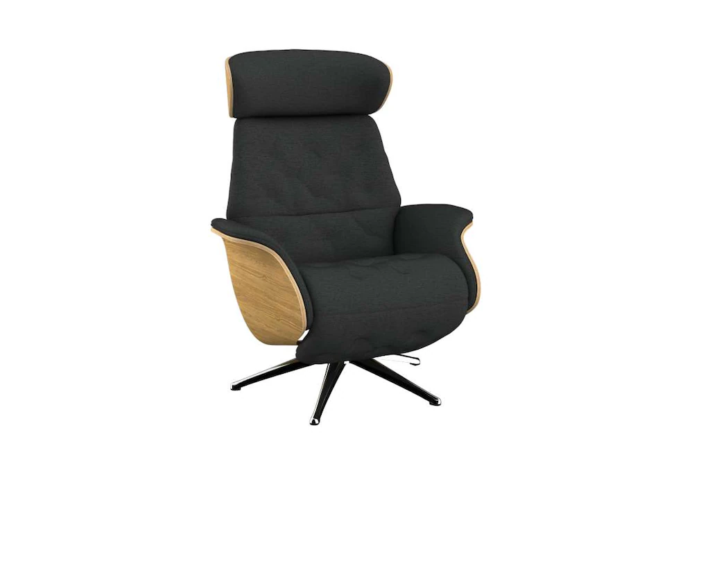 Bild von FLEXLUX Relaxsessel "Volden elektrischer Funktionsessel", Größe M, Rücken & Fußteil elektrisch, Akku, Arml. Eiche, Fuß Alu