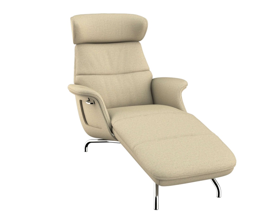 Bild von FLEXLUX Loungesessel "Clement Chaislongue, Relaxstuhl, Liegesessel,", Rücken- & Kopfteilverstellung, Armlehne, Walnuss, Fuß Alu