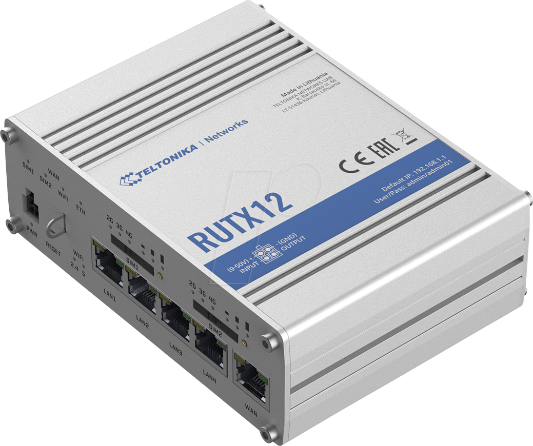 Bild von TELTONIKA RUTX12 - LTE Cat6, IoT Router, 4GE, AC WLAN, MU-MIMO, Dual SIM