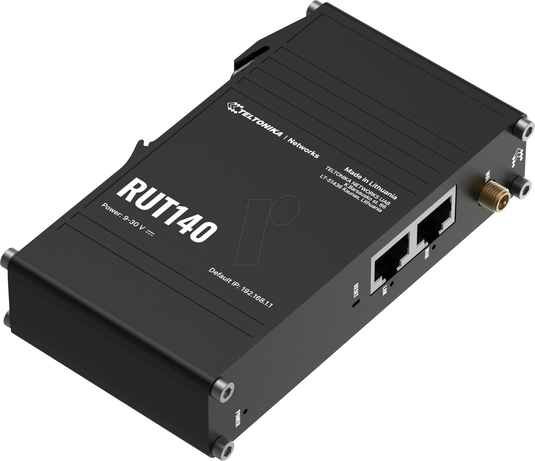 Bild von Teltonika Industrierouter RUT140 2x RJ45 100 Mbit/s - IP30 - Wi-Fi 4 (802.11n) - Einzelband (2,4GHz) - Ethernet/LAN - Schwarz - Tabletop-Router (RUT140000000)