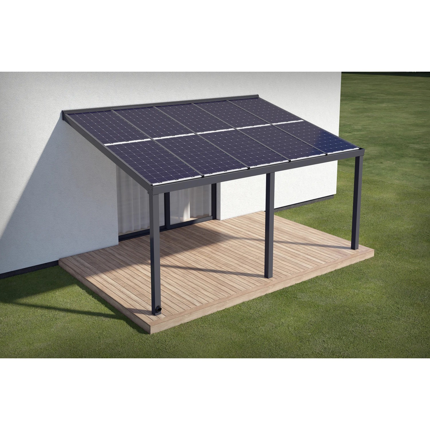 Bild von ePIT PV-Terasse 3,7 kW Neigung 15° Anthrazit 542 cm x 352 cm Regenabfluss Rechts