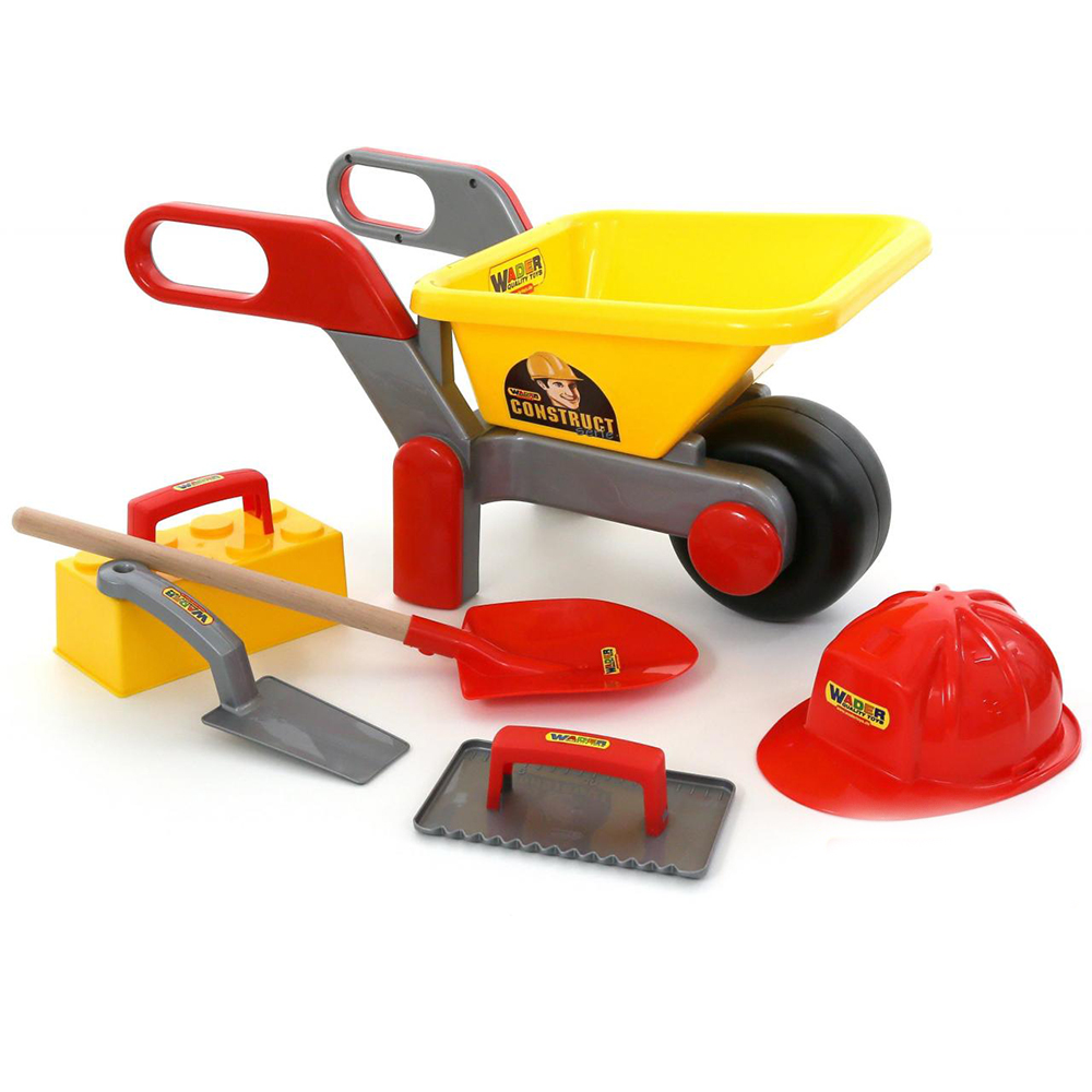 Bild von Polesie Sandform-Set Kinder-Schubkarren 50229, Baustellenset 6-teilig, Helm, Schaufel, Kelle