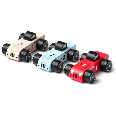 Bild von Cubika Ein Holz -Set Drei Rennwagen 15474