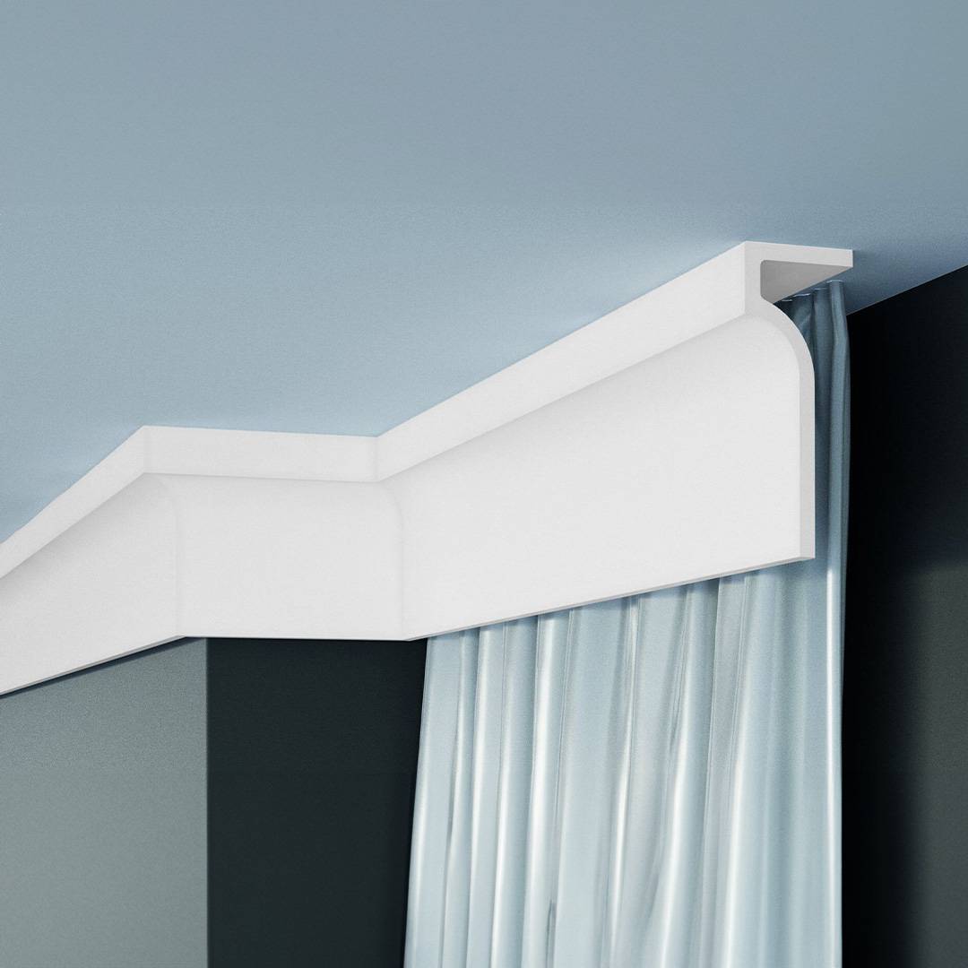 Bild von Elite Decor | Lichtleiste P891 | Polyurethan | 130 x 50 x 2000 mm | Weiß | Styropor Deckenleiste