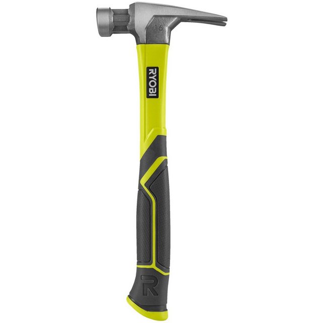 Bild von RYOBI Klauenhammer RH16FSS, Magnetischer Nagelhalter, 450 g, glatte Schlagfläche, Rutschfester Griff