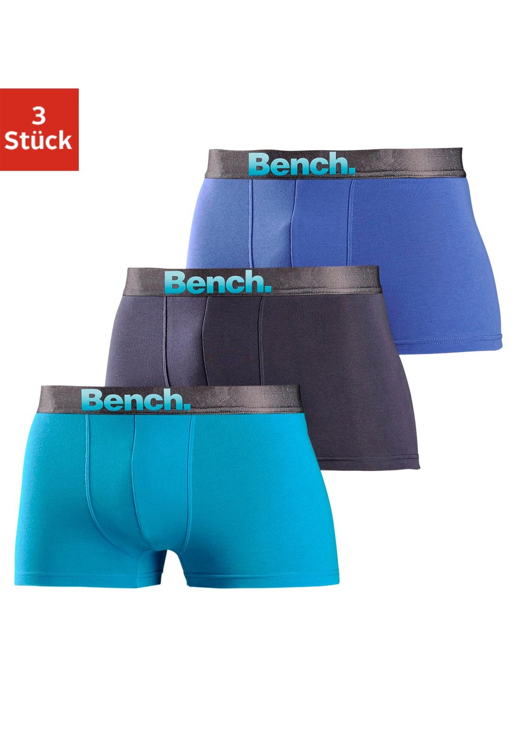 Bild von Bench. Boxer »Boxershorts für Herren«, (Packung, 3 St.), mit Logo Webbund