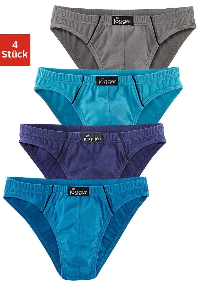 Bild von le jogger® Slip »Minislip«, (Packung, 4 St.), knappe Form, schöne Farben mit kontrastfarbenen Pipings