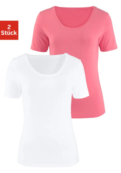 Bild von Vivance T-Shirt aus elastischer Baumwoll-Qualität (2er-Pack)