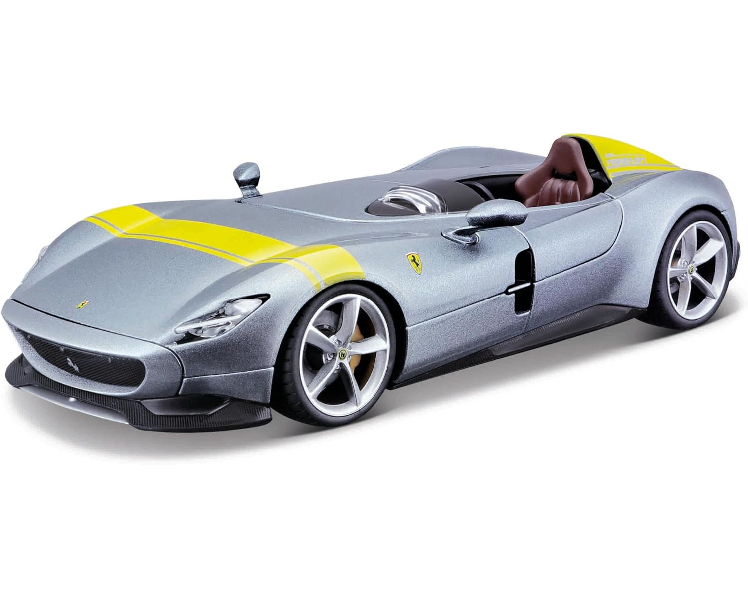 Bild von Bburago Ferrari Monza SP1: hochwertiges Modellauto im Maßstab 1:43, Ferrari Signature Edition, Hardcase, 10 cm, Silber-gelb (18-36912S)