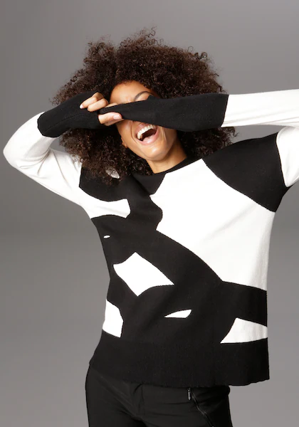 Bild von Aniston SELECTED Strickpullover, mit modisch kurzem Stehkragen