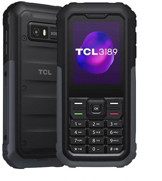 Bild von TCL 3189 – 4G-Handy mit Rugerisierung, IP68 (Wasser- und stoßfest, SOS-Taste, Taschenlampe, 4G-Konnektivität, 2 MP Kamera, Akku 2200 mAh), Schwarz und Grau