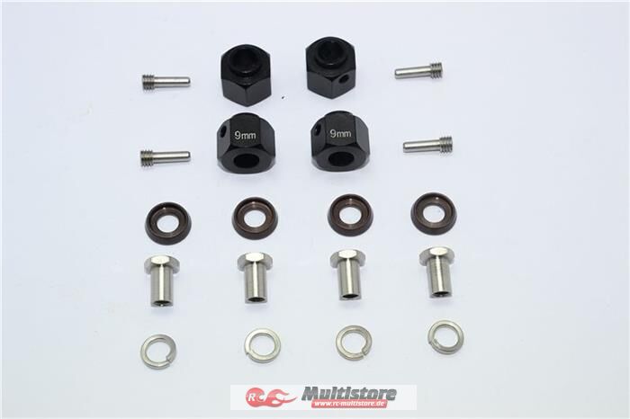 Bild von GPM TRAXXAS TRX-4 & 6 Aluminium Hex Adapter 9mm schwarz (4 Stk.) / GPMTRX4010/9MMBK