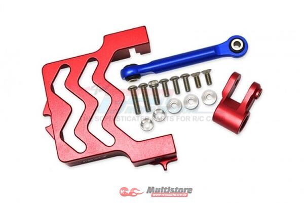 Bild von GPM TRAXXAS MAXX neue Version ALUMINIUM Servobefestigung mit Servohorn und Lenkstange rot / TXMS024NR