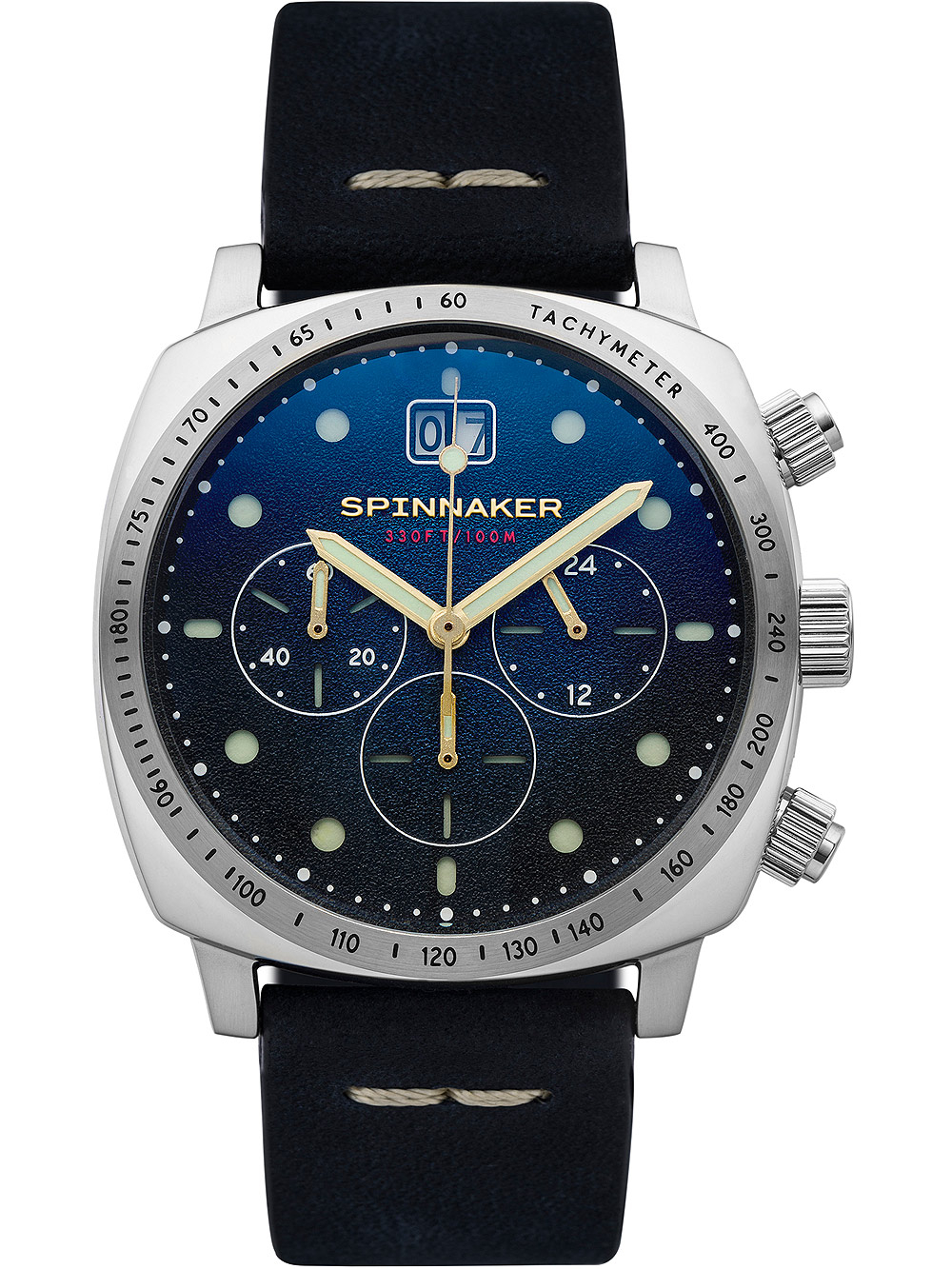 Bild von Spinnaker Herren 42mm Hull Chronograph Lapis Meca-Quartz Watch mit echtem Lederband SP-5068-03