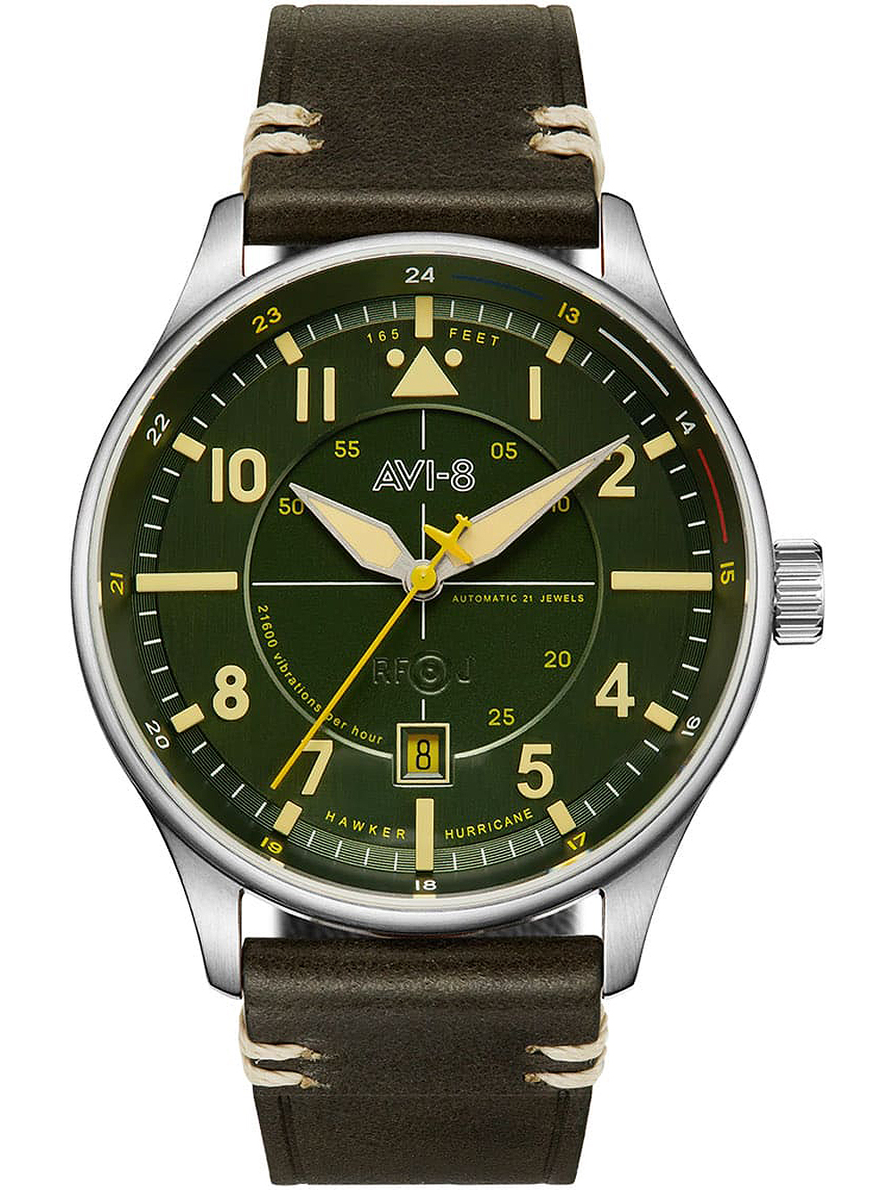 Bild von AVI-8 Herren 43mm Hawker Hurricane Kent Automatik Hampshire Fliegeruhr mit Lederarmband AV-4094-03
