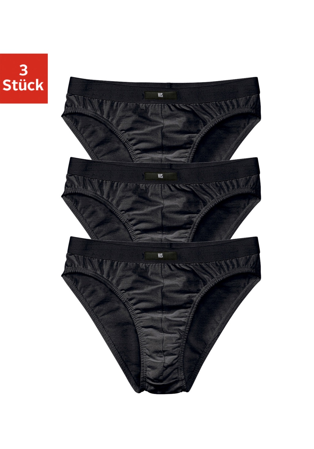 Bild von H.I.S Herren Klassische Slips (3 Stück) Logo vorn, schwarz