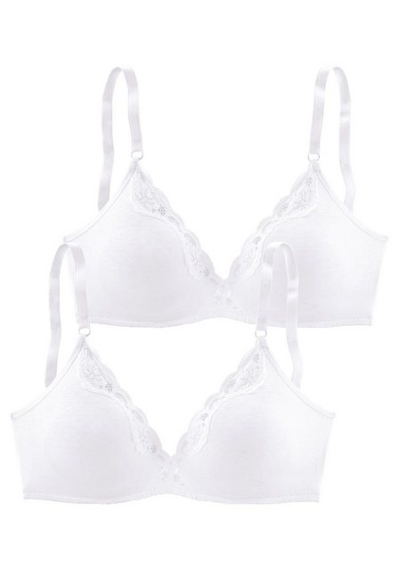 Bild von petite fleur Bralette-BH (Packung, 2 Stück) ohne Bügel aus Baumwolle mit Spitze