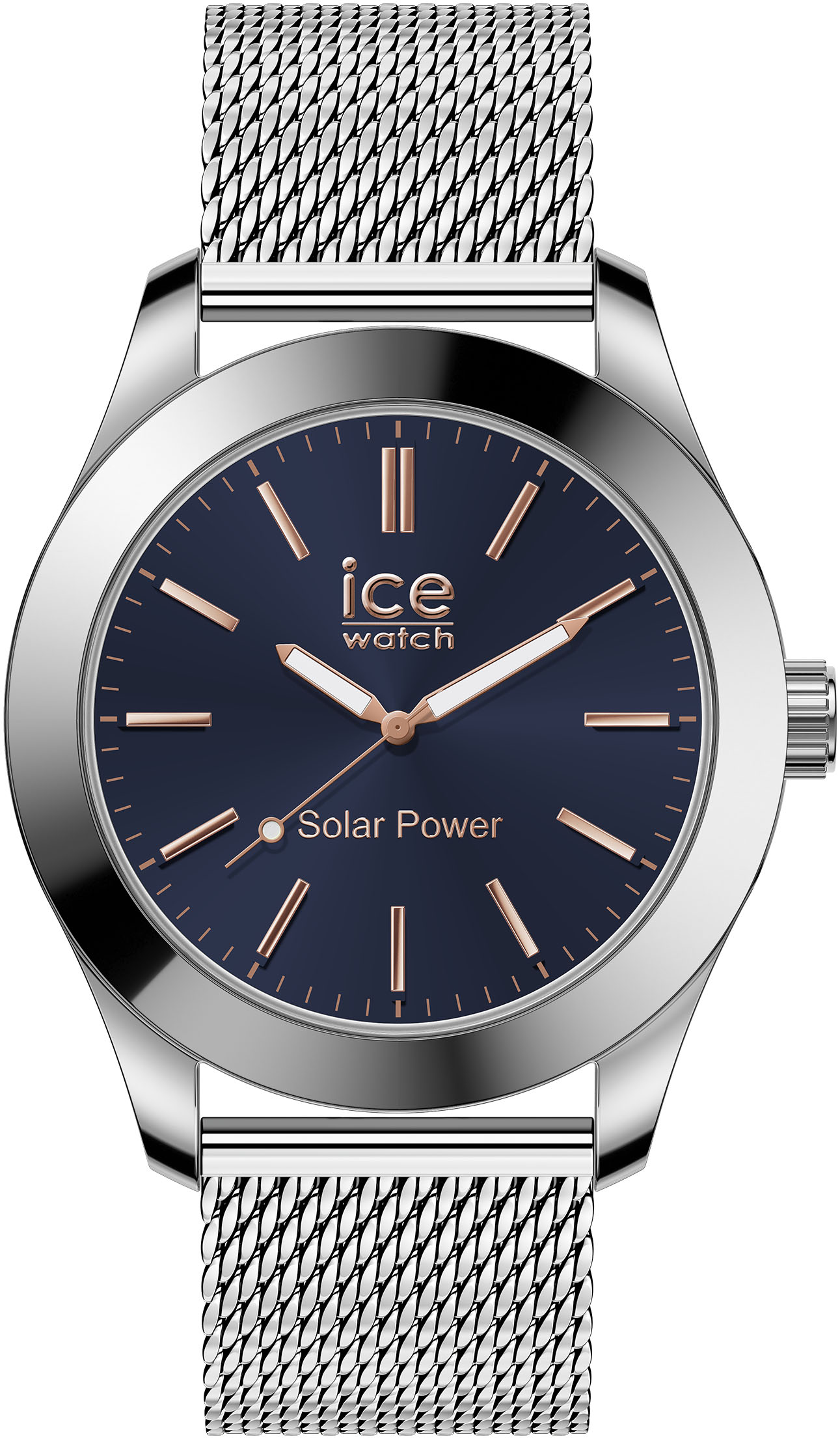 Bild von ice-watch Solaruhr »ICE steel - Medium - SOLAR 3H«, Armbanduhr, Herrenuhr, Edelstahlarmband, bis 10 bar wasserdicht