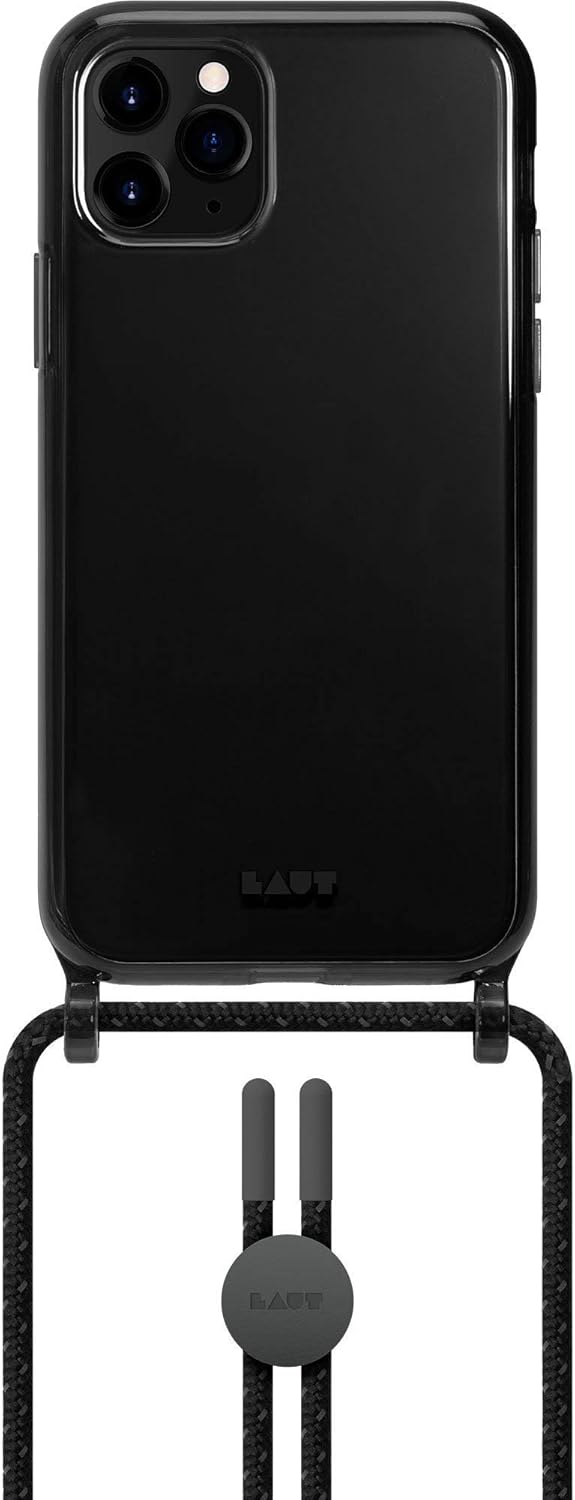 Bild von LAUT - Crystal-X Necklace case für die iPhone 12 / iPhone 12 Pro | Aufprallschutz bis zu 13 Fuß/4 Meter | Längenverstellbare Kordel | Glasklares Design • Ultra Black
